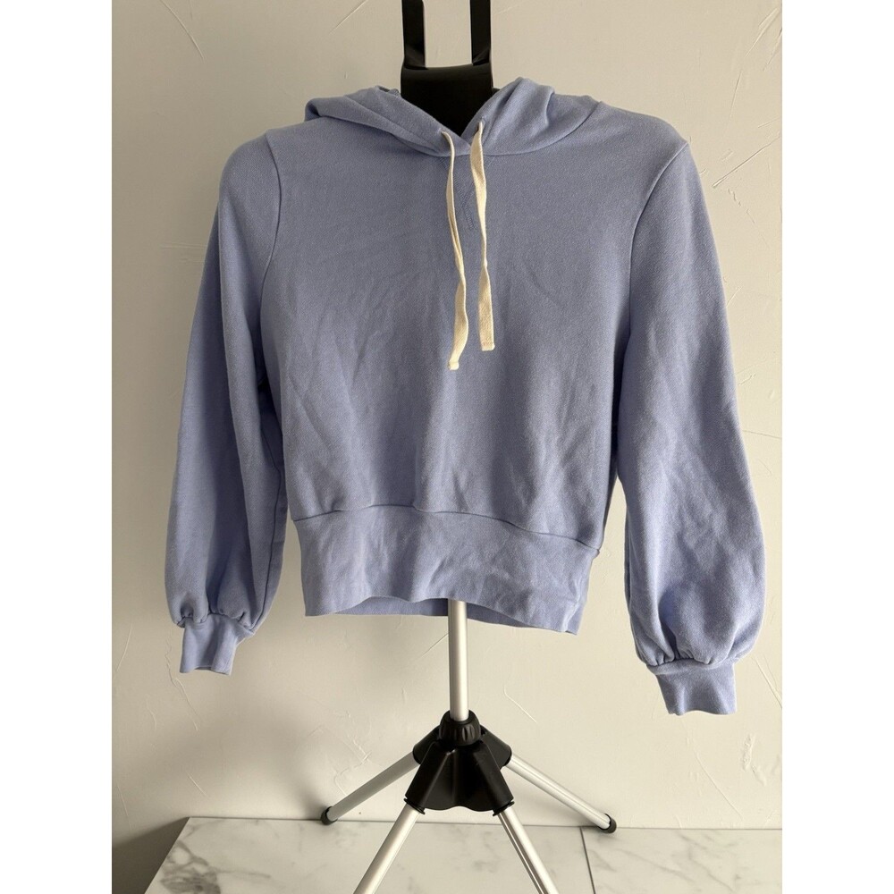 Madewell Bubble Sleeve Hoodie Crop Sweatshirt in Periwinkle Blue Women Size Smal